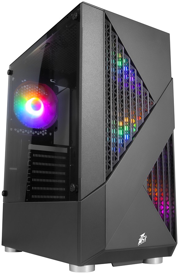 Корпус 1stPlayer FIREROSE F3-A Black F3-A-BK-4F1, без БП, ATX