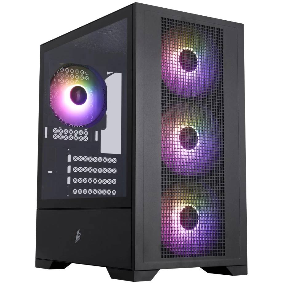 Корпус 1stPlayer Go2 ARGB Black Go2-BK-4F7, без БП, mATX