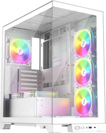 Корпус 1stPlayer Mi8 ARGB White (MI8-WH-3FC7R-W-1FC7-W), без БП, ATX