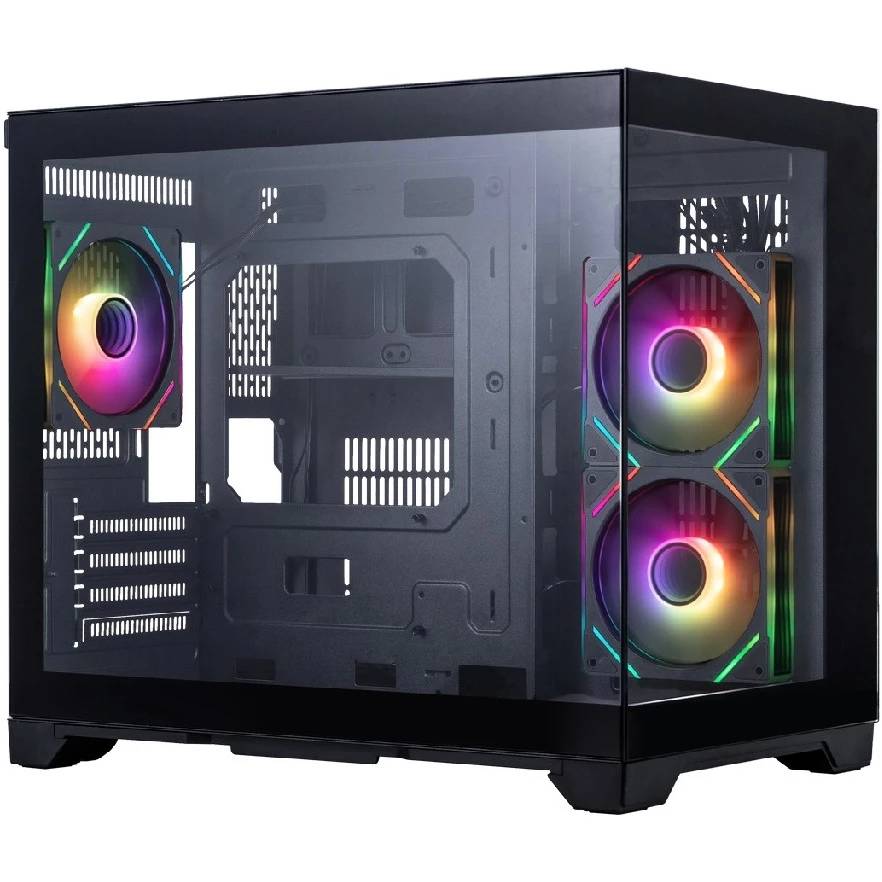 Корпус 1stPlayer MEGAVIEW MV6-TP ARGB Black MV6-TP-BK-2FC7R-1FC7, без БП, mATX