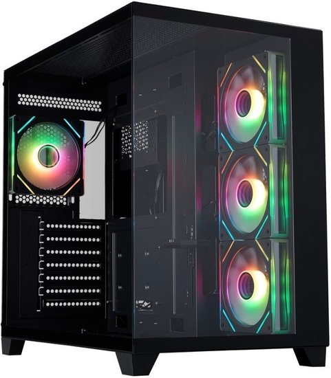 Корпус 1stPlayer MEGAVIEW MV8-TP Black MV8-TP-BK-3F7R-1F7, без БП, ATX