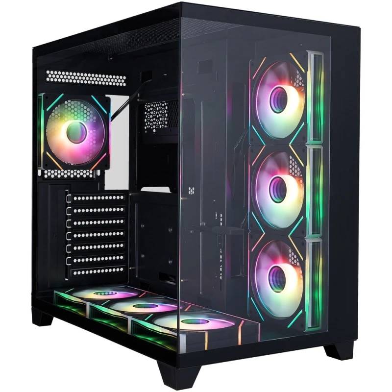Корпус 1stPlayer MEGAVIEW MV8-TP ARGB Black MV8-TP-BK-6FC7R-1FC7-HUB2, без БП, ATX