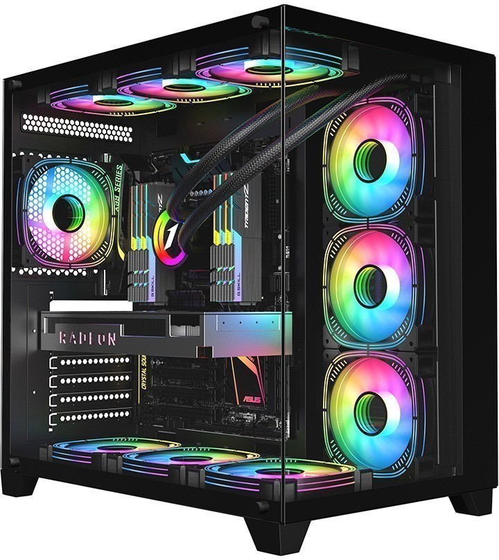 Корпус 1stPlayer MEGAVIEW MV8-TP Black MV8-TP-BK, без БП, ATX