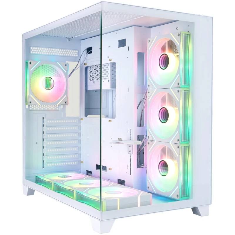 Корпус 1stPlayer MEGAVIEW MV8-TP White MV8-TP-WH-6FC7R-W-1FC7-W-HUB2, без БП, ATX
