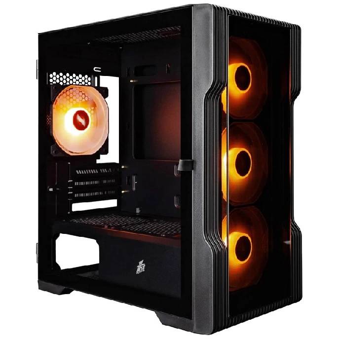 Корпус 1stPlayer Trilobite T3-G ARGB Black T3-G-BK-4F7, без БП, mATX