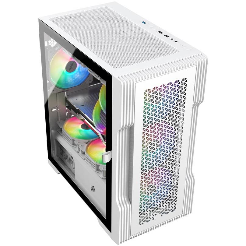 Корпус 1stPlayer Trilobite T3 ARGB White T3-WH-4F7-W, без БП, mATX