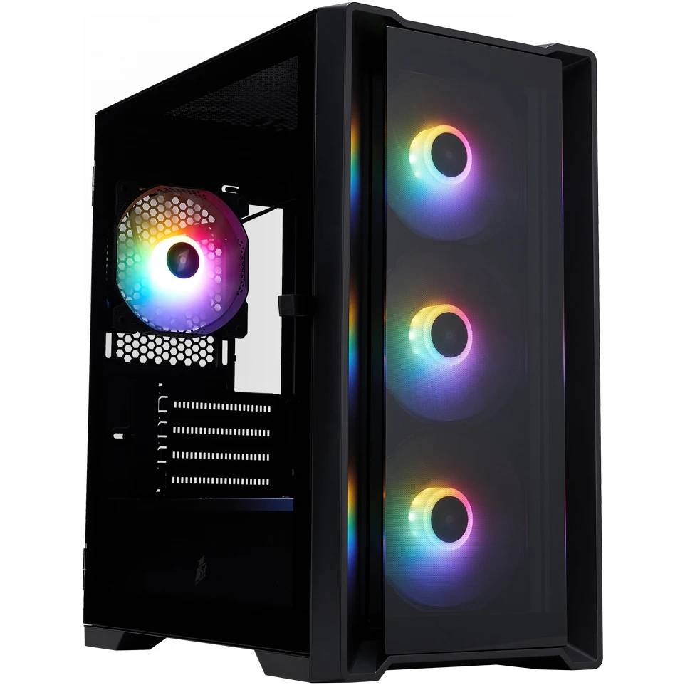 Корпус 1stPlayer Trilobite T4-G GLASS FRGB Black T4-G-BK-4F1, без БП, mATX