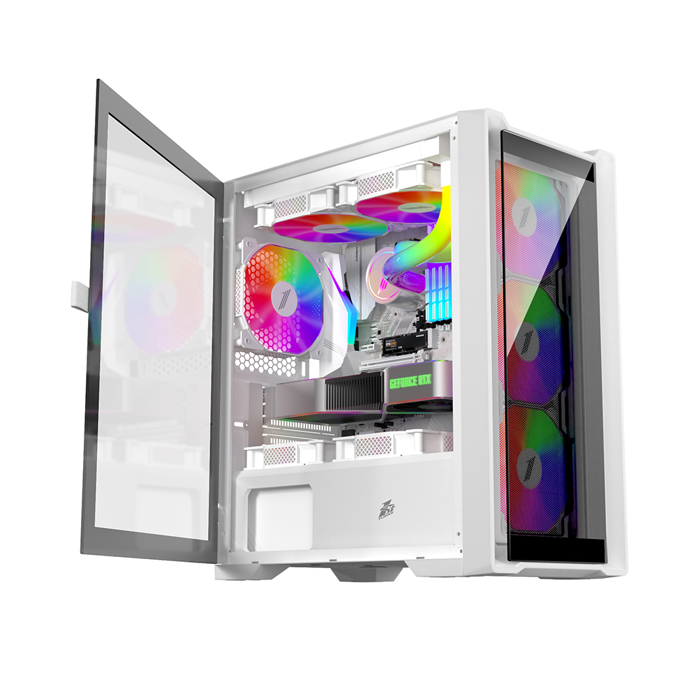 Корпус 1stPlayer Trilobite T4-G ARGB White T4-G-WH-4FS7-W, без БП, mATX