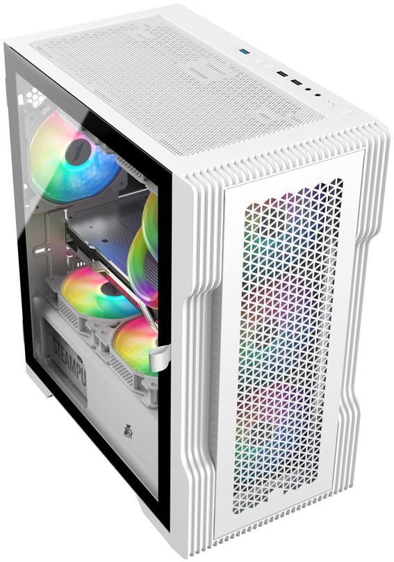 Корпус 1stPlayer Trilobite T3 White T3-WH-4F1-W, без БП, mATX