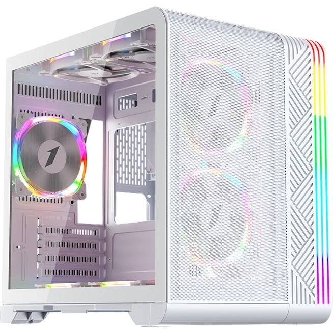 Корпус 1STPLAYER VT5 ARGB White (VT5-WH-3FS7-W), без БП, mATX