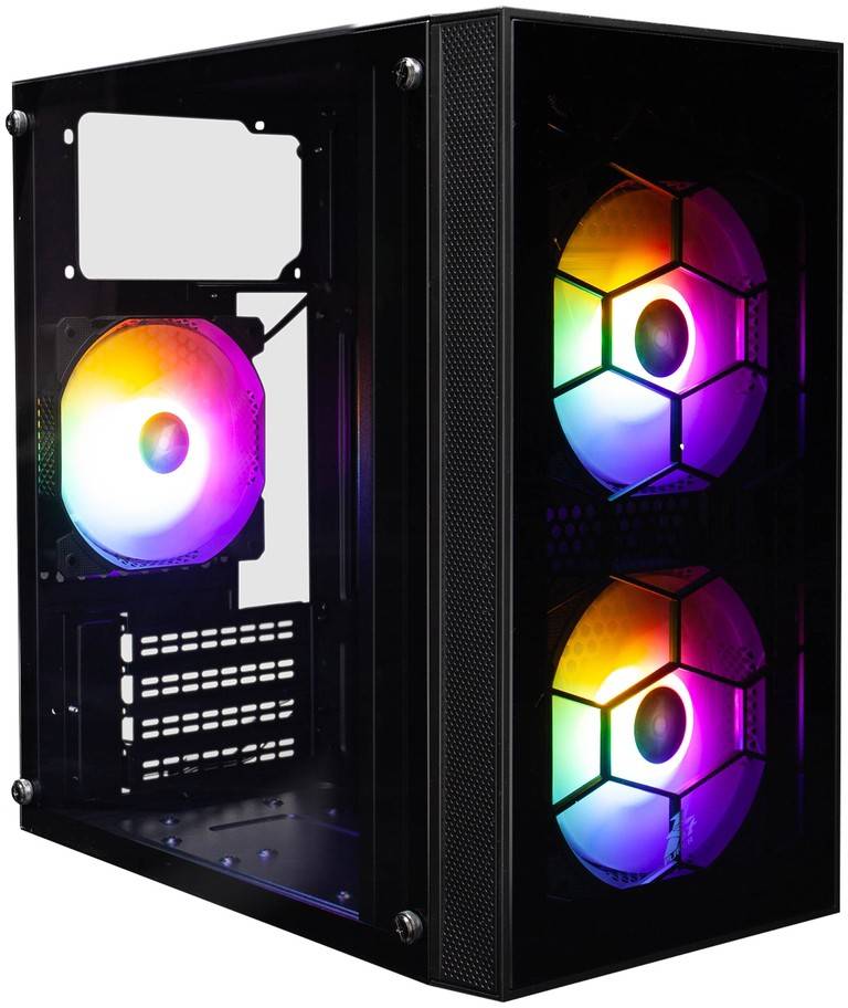Корпус 1stPlayer FIREBASE X1 Black X1-BK-3F1, без БП, mATX