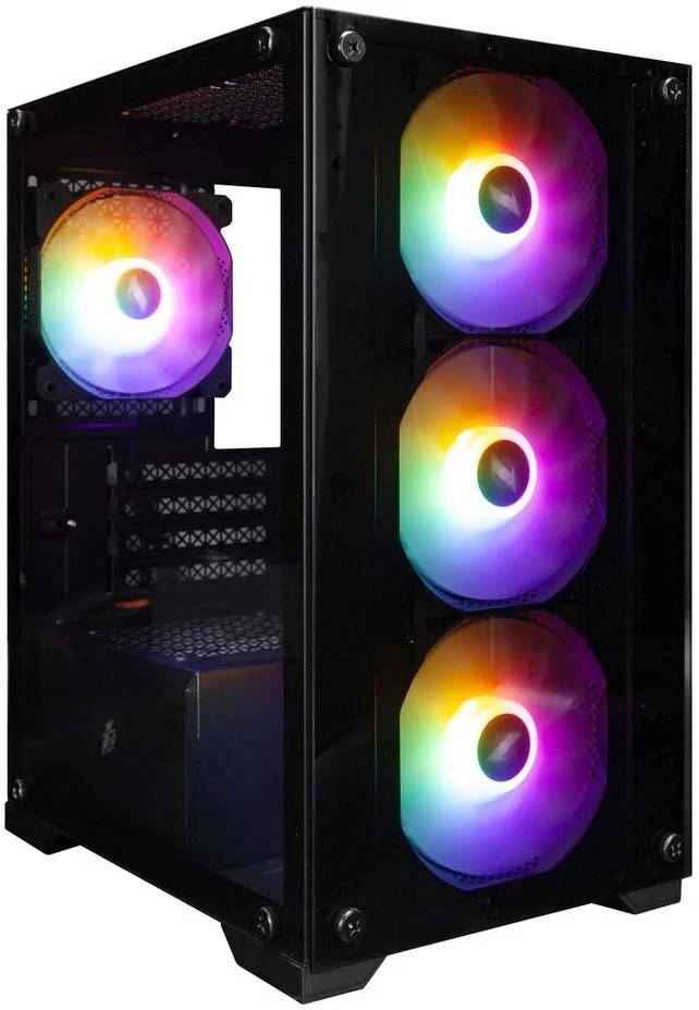 Корпус 1stPlayer FIREBASE X2-M FRGB Black (X2-M-BK-4F1), без БП, mATX