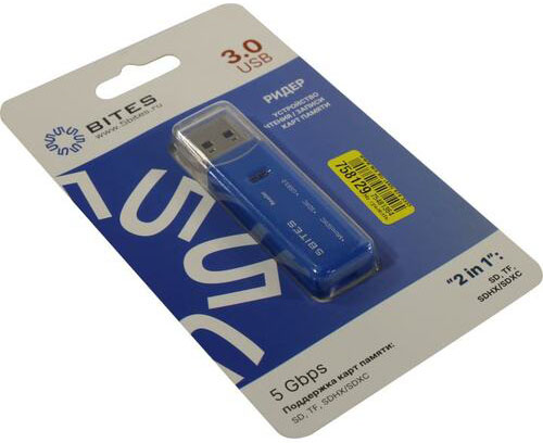 Картридер 5bites RE3-200BL, синий