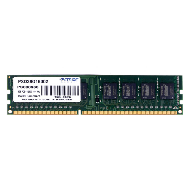 Оперативная память 8Gb Patriot Signature PSD38G16002, DDR III, PC-12800, 1600MHz, 1.5V