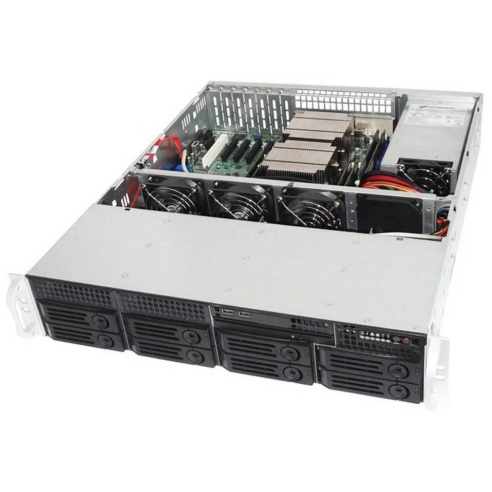 Серверный корпус Ablecom CS-R25-37P (A0-CSR2537B100T1), 800Вт, 8x3.5", 2U, ATX