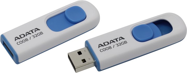 32Gb AData C008 AC008-32G-RWE, USB2.0, White/Blue