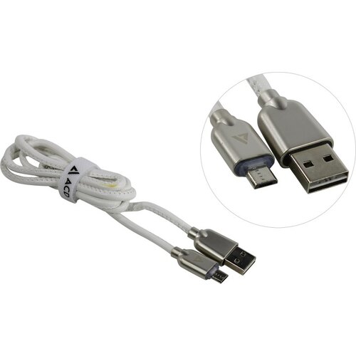 Кабель USB2.0 (M) - microUSB2.0 (M), 1м, ACD ACD-U926-M1W, белый