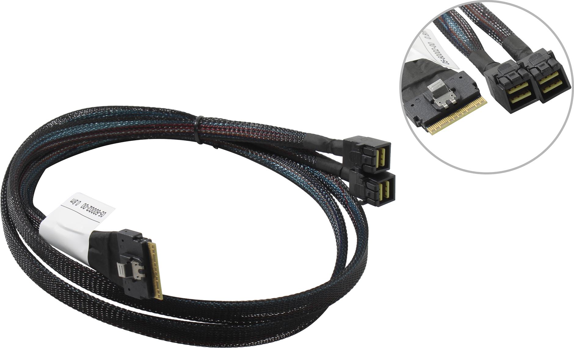 Кабель Amphenol CBL-8654-8643-08, SFF-8654 (x8) - 2xSFF-8643, 0.8м