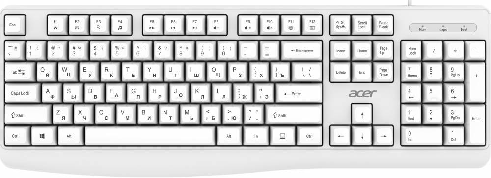 Клавиатура Acer OKW301 ZL.KBDCC.01B, USB, белый