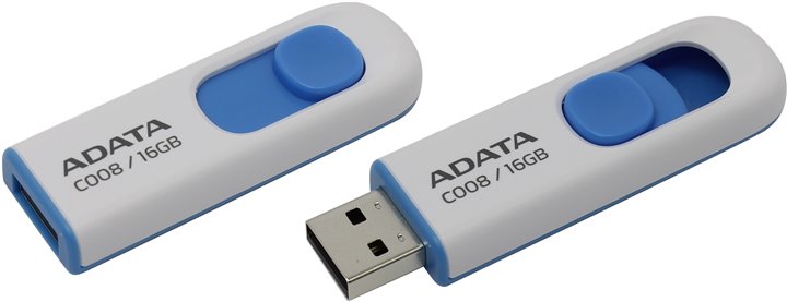 16Gb AData C008 AC008-16G-RWE, USB2.0, White/Blue