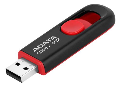 8Gb AData C008 AC008-8G-RKD, USB2.0, Black/Red