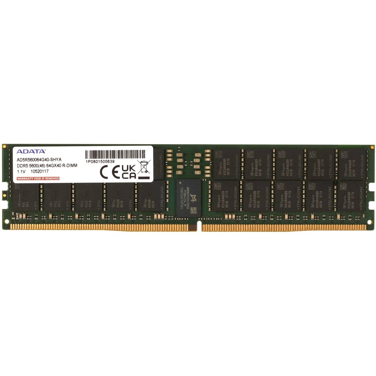 Серверная оперативная память 64Gb ADATA AD5R560064G40-SHYA, DDR V, PC-44800, 5600MHz, ECC Reg