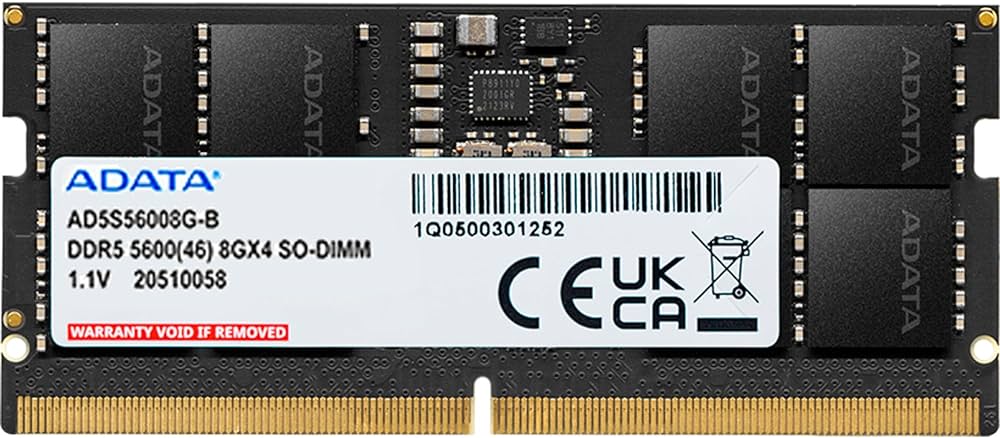 Оперативная память для ноутбука 8Gb AData AD5S56008G-S, SODIMM DDR V, PC-44800, 5600MHz