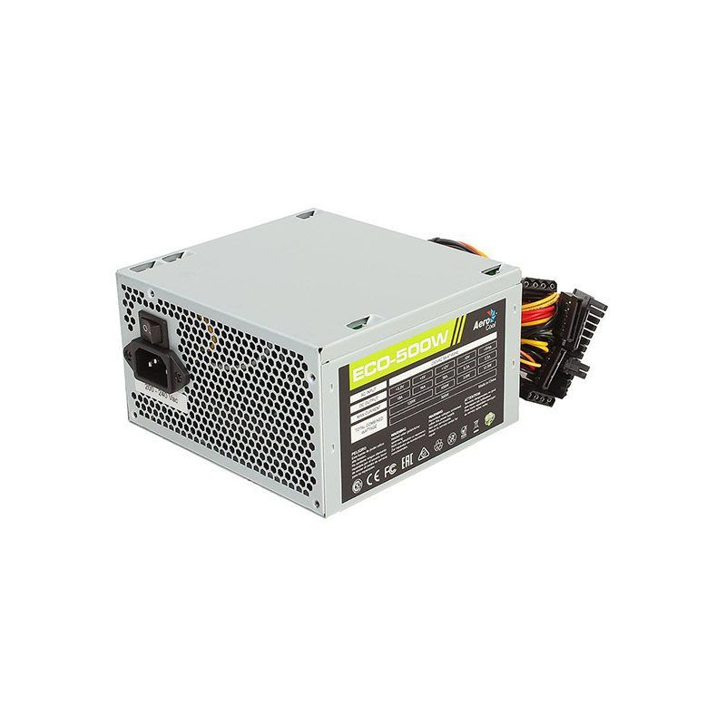 Блок питания 500Вт, AeroCool ECO-500W, 80%, ATX (ТОЛЬКО В СОСТАВЕ ПЭВМ)