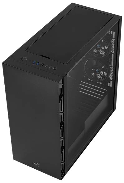 Корпус Aerocool Flo Saturn FRGB-G-BK-V1 Black, без БП, ATX