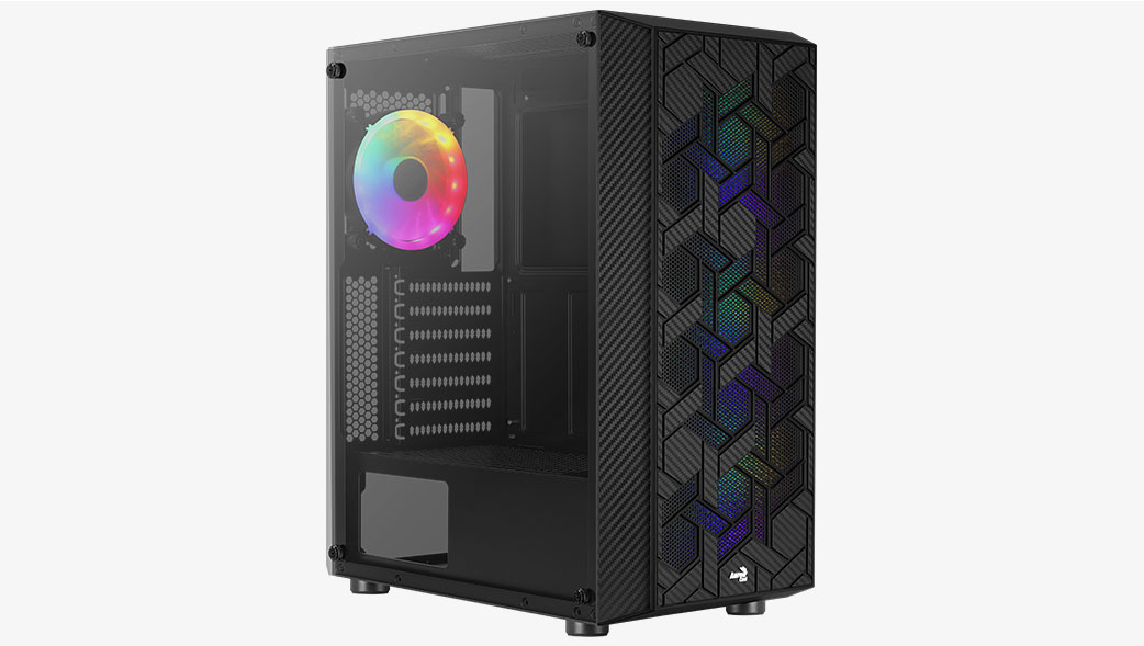 Корпус Aerocool Hive FRGB (Hive-G-BK-v2), без БП, ATX
