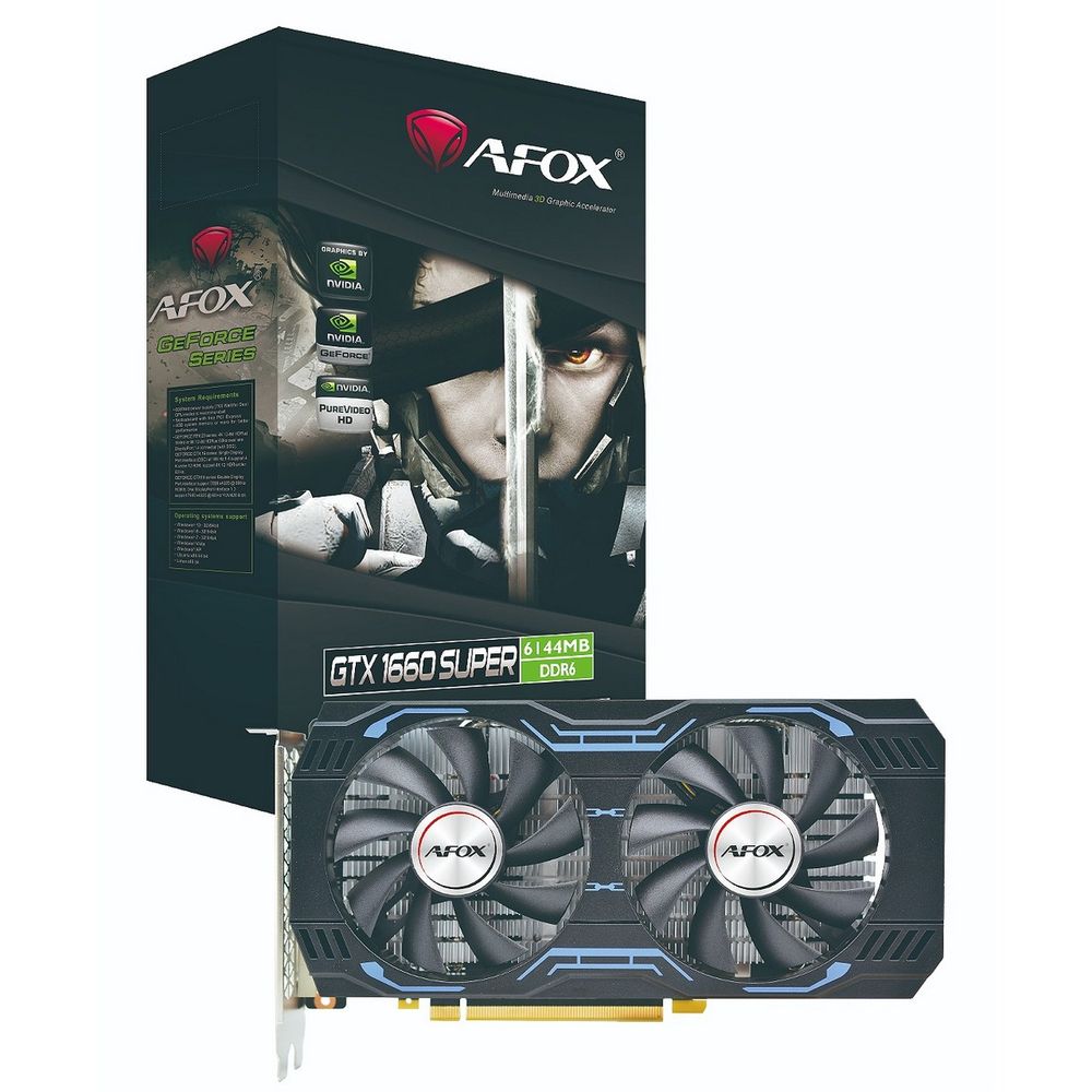 Видеокарта GeForce GTX 1660 Super, 6Gb GDDR6 192bit, AFox AF1660S-6144D6H1-V4, RTL