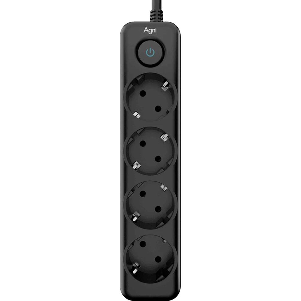 Сетевой фильтр 2м 4 розеток AGNI TP-FD4E-2m-Black, черный