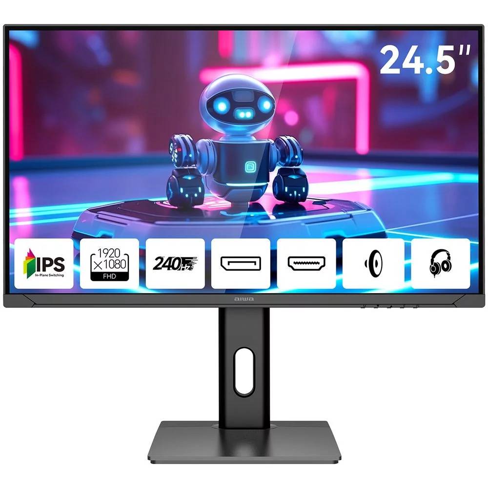 Монитор 24.5" Aiwa MD2510 Black, 1920x1080, IPS, 240Hz, Speakers (2xHDMI, 2xDP)