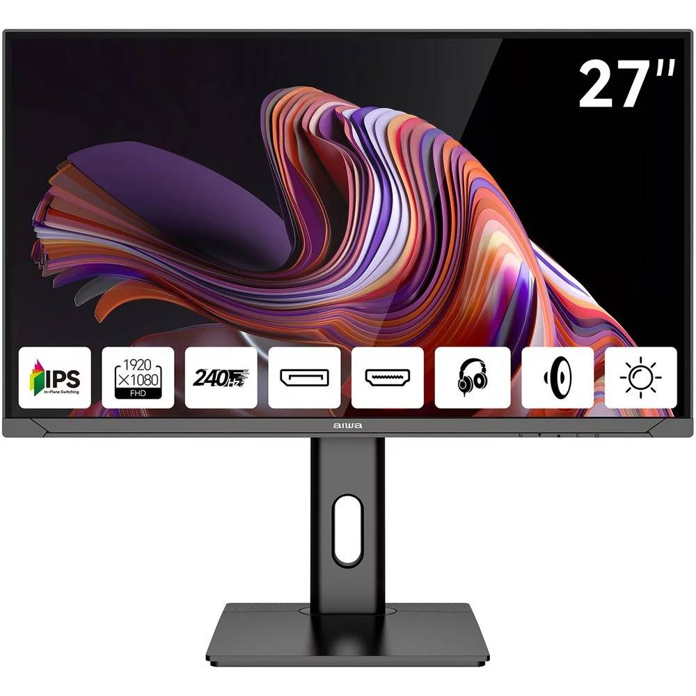 Монитор 27" Aiwa MD2711 Black, 1920x1080, IPS, 240Hz, Speakers (2xHDMI, 2xDP)