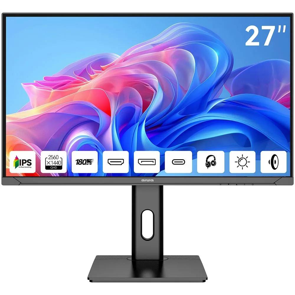 Монитор 27" Aiwa MD2714 Black, 2560x1440, IPS, 180Hz, Speakers (HDMI, DP)