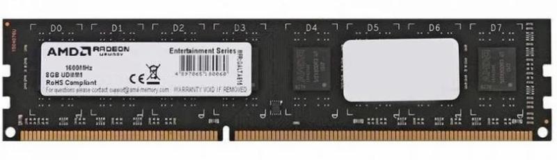 Оперативная память 8Gb AMD Radeon R5 Entertainment R538G1601U2SL-UO, DDR III, PC-12800, 1600MHz
