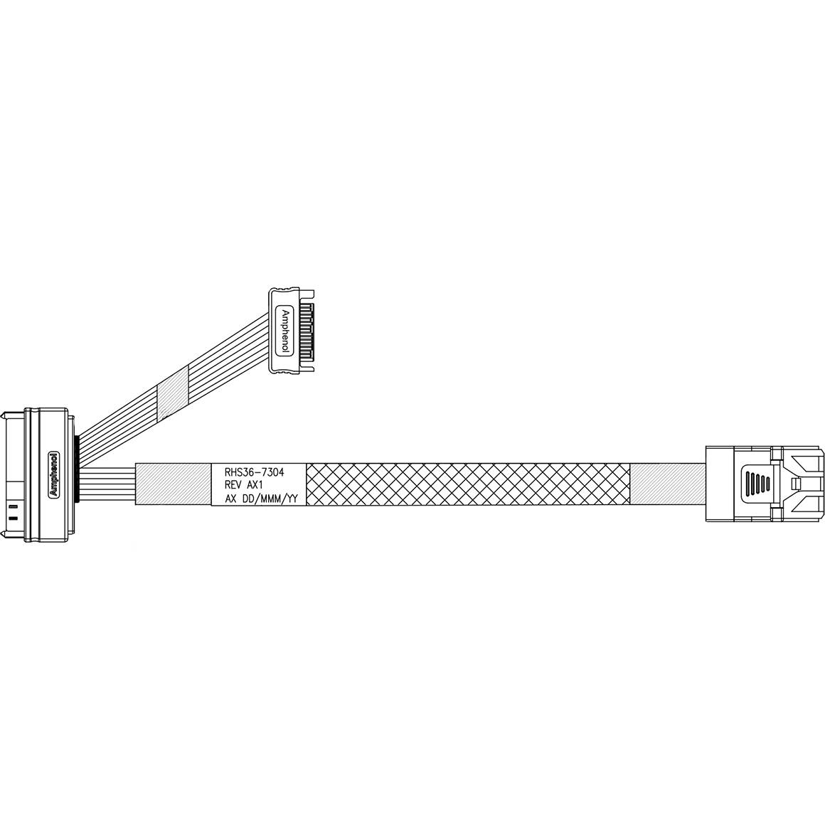Кабель Amphenol RHS36-7304, mini SAS HD (SFF-8643) - U.2 (SFF-8639), 0.75м