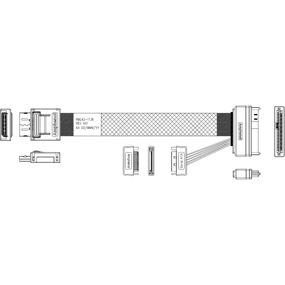Кабель Amphenol RML42-1136, OCuLink (SFF-8611) - 	U.2 (SFF-8639), 1м