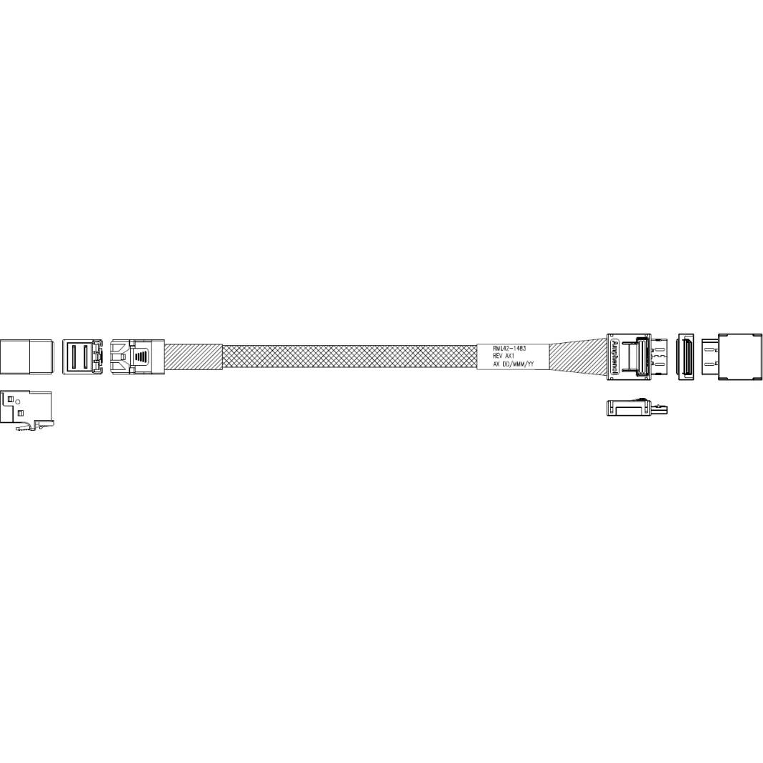 Кабель Amphenol RML42-1483, OCuLink (SFF-8611) - mini SAS HD (SFF-8643), 1м