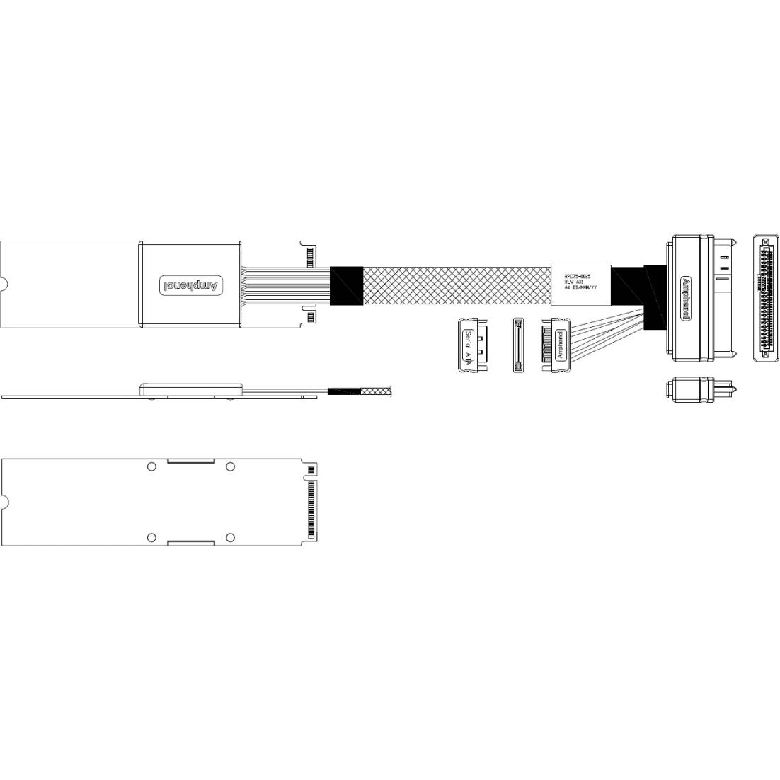 Кабель Amphenol RPC75-0056, M.2 -U.2 (SFF-8639), 0.75м