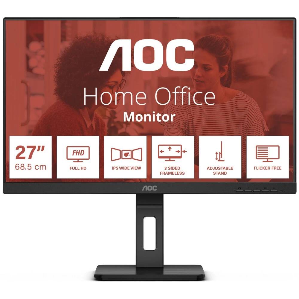 Монитор 27" AOC 27E3QAF, 1920x1080, IPS, 75Hz, Speakers (VGA, HDMI, DP)