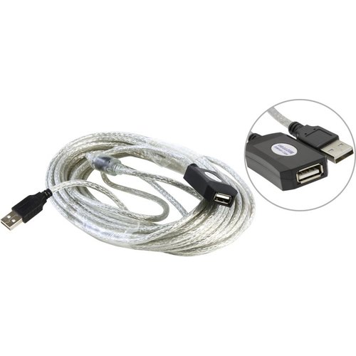 Кабель удлинитель USB2.0 (M) - USB2.0 (F), 10м, Aopen ACU823-10M, активный