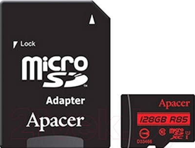 Карта памяти 128Gb Apacer AP128GMCSX10U5-R, SD Micro, SDXC Class 10, UHS-I U1, переходник