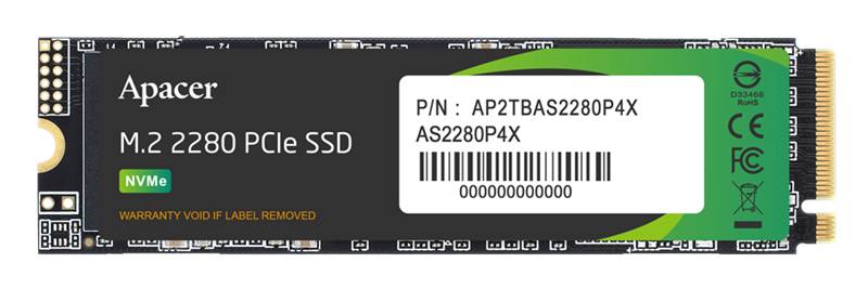 256Gb SSD Apacer AS2280P4X AP256GAS2280P4X, (2100/1300), NVMe M.2, OEM