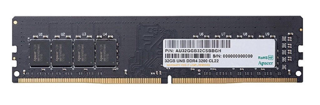 Оперативная память 32Gb Apacer AU32GGB32CSBBGH EL.32G21.PSH, DDR IV, PC-25600, 3200MHz