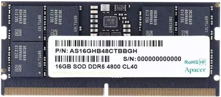 Оперативная память для ноутбука 16Gb Apacer FS.16G2A.PTH, SODIMM DDR V, PC-38400, 4800MHz