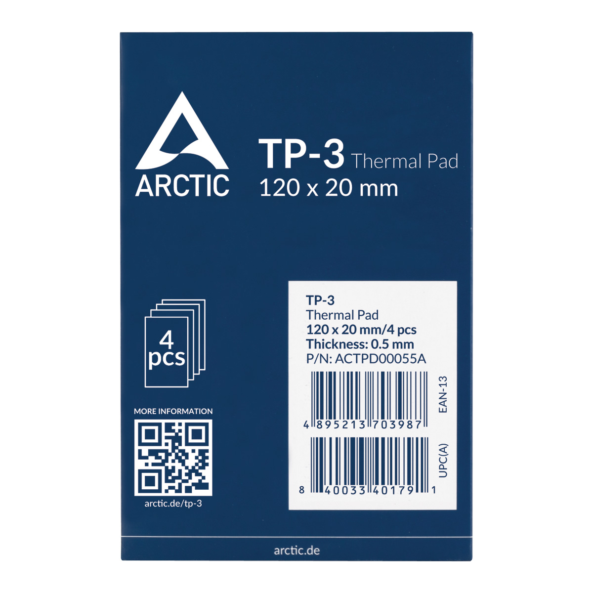 Термоплощадка Arctic Thermal Pad TP-3 ACTPD00055A, 120x20x0.5мм, 4шт