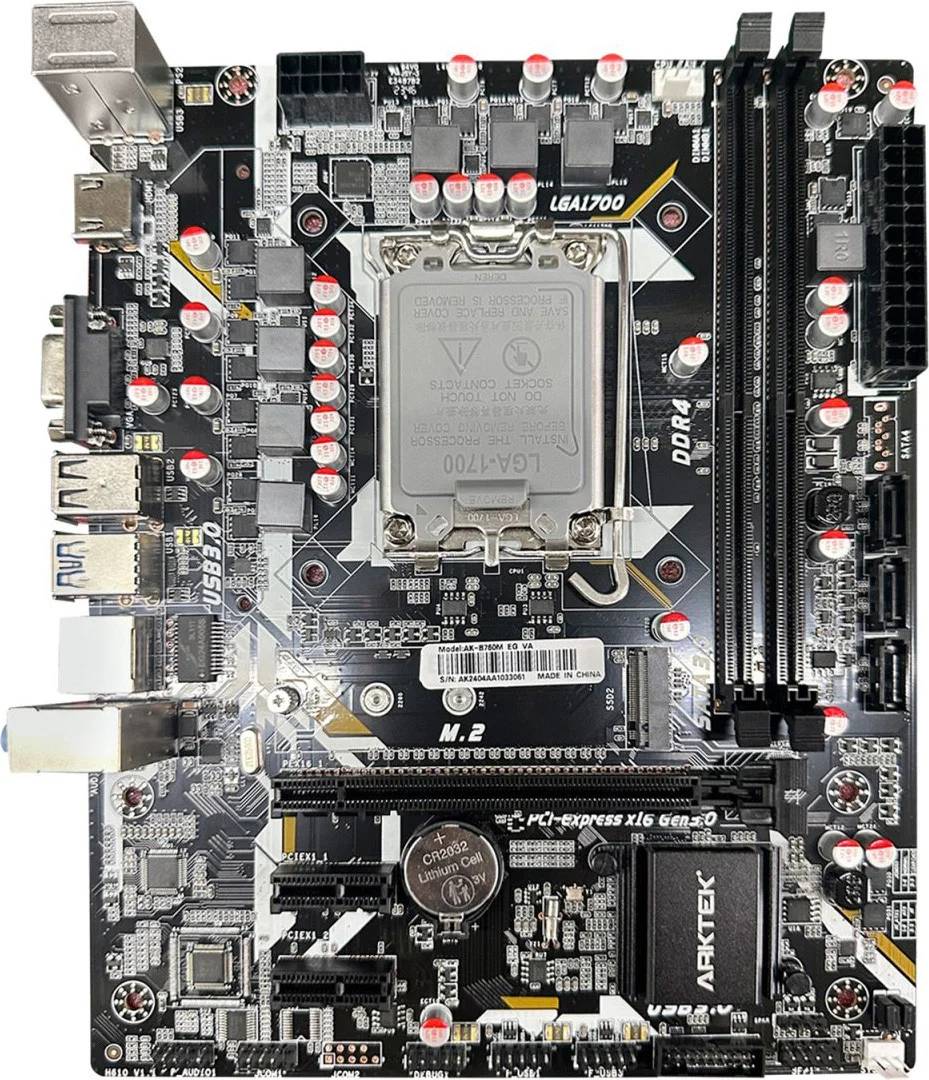 Материнская плата Arktek AK-H610M EG VA, LGA1700, (VGA, HDMI), 2xDDR IV, mATX
