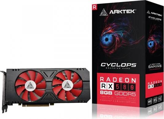 Видеокарта Radeon RX 580, 8Gb GDDR5 256bit, ARKTEK Cyclops RX580 8G AKR580D5S8GH1, RTL