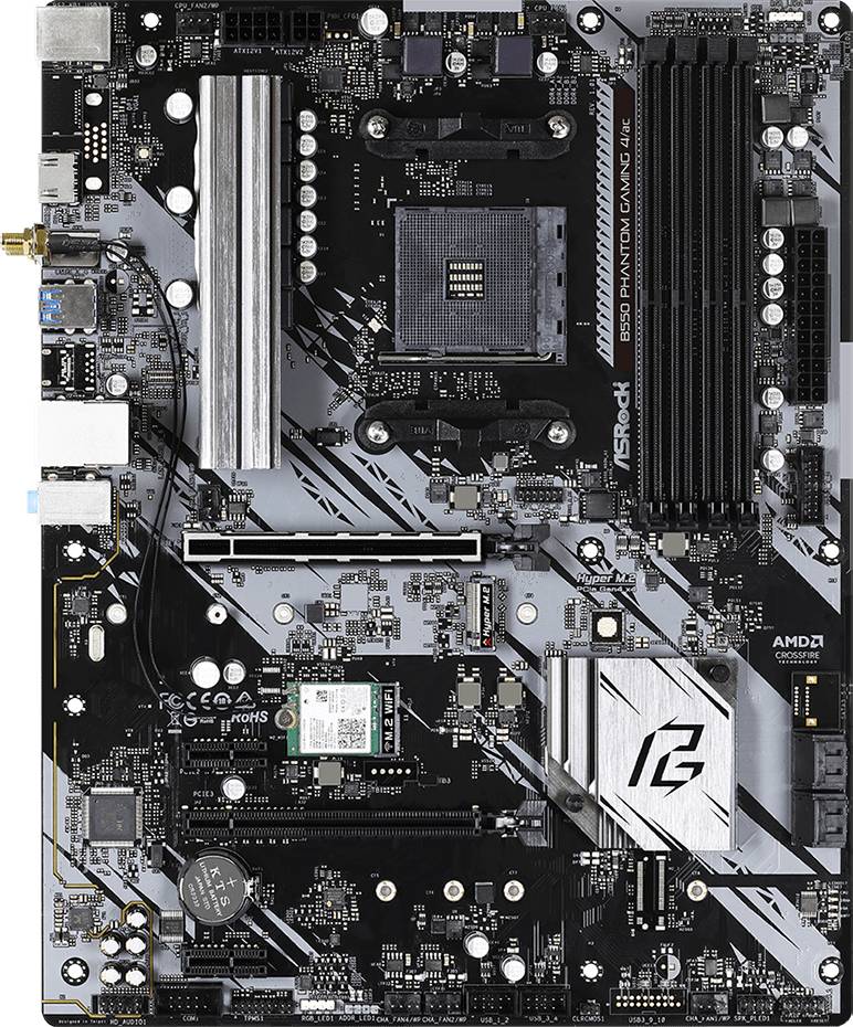 Материнская плата ASRock B550 Phantom Gaming 4/ac, AM4, (HDMI), 4xDDR IV, ATX
